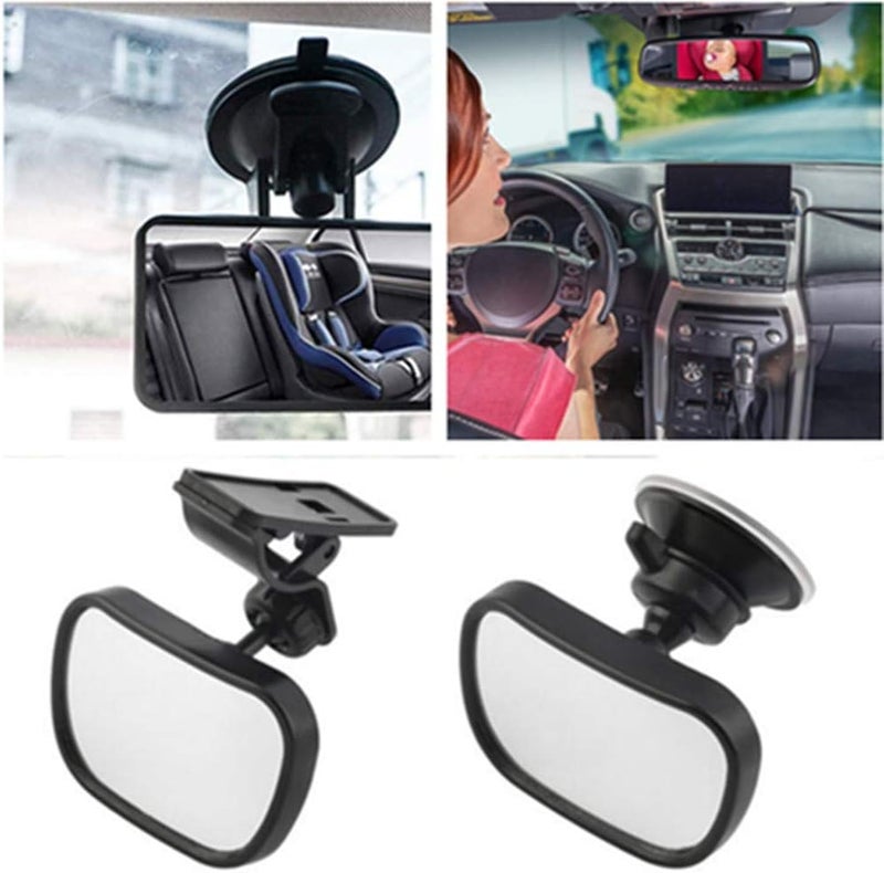 AISIBO Baby Car Mirror, Monitor Infant Child Mirrors for Rear Facing Car Seat with Wide Clear View - Safety Shatterproof Rearview Mirror Adjustable Acrylic 360° for Back Seat(black) - Image 4
