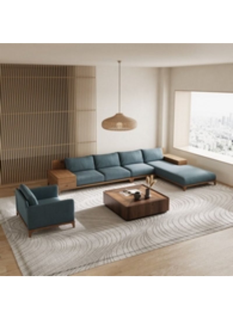 Homzmart Swedish Wood and Linen Living Room Set 2 Pieces - Blue  - Image 2