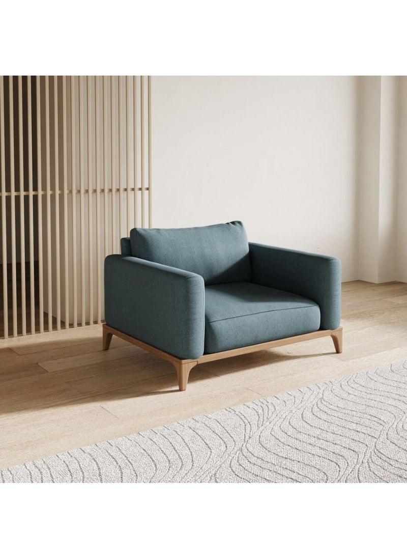 Homzmart Swedish Wood and Linen Living Room Set 2 Pieces - Blue  - Image 5