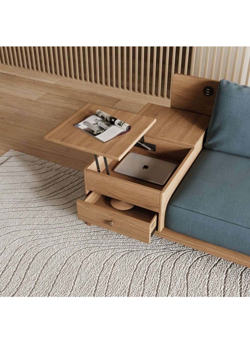 Homzmart Swedish Wood and Linen Living Room Set 2 Pieces - Blue  - Image 3