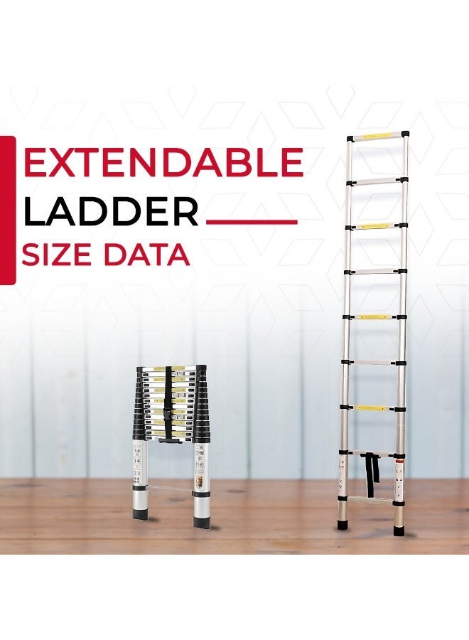 Single Telescopic Aluminum Ladder 4.4M – Long, Strong, and Reliable with Wide Steps and Dual Locking System – Rust & Scratch Resistant – Ideal for Home, Professional, Maintenance, Installation, Decoration, and Hobby Use - Image 2