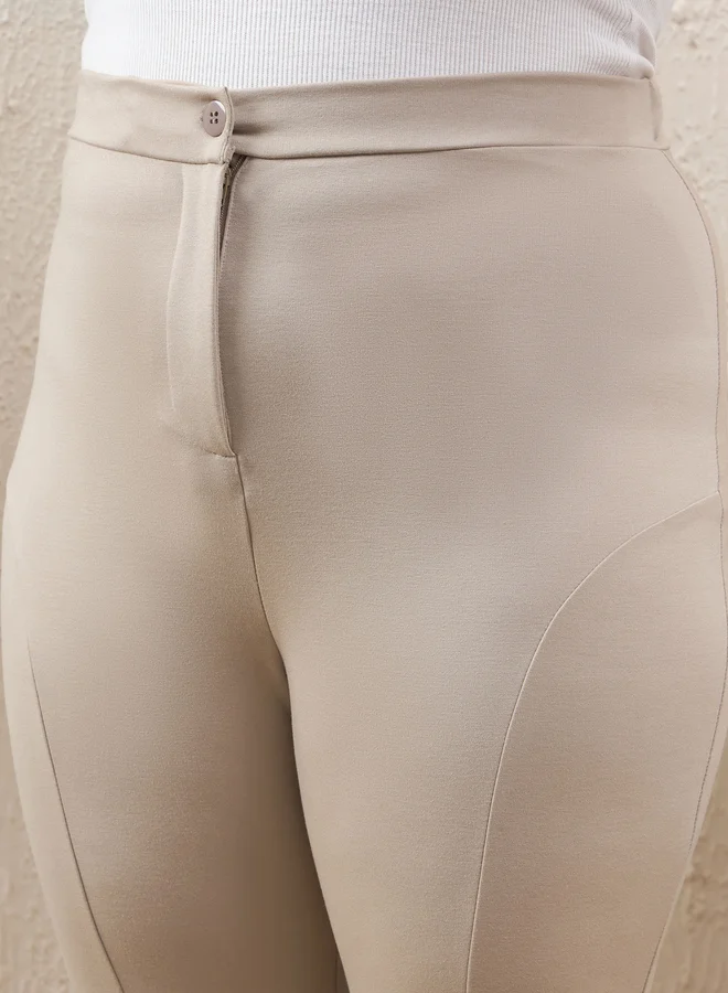 SASSAFRAS Plus Size Solid Flat Front Mom Fit Pants
