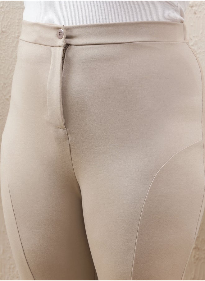 SASSAFRAS Plus Size Solid Flat Front Mom Fit Pants  - Image 4