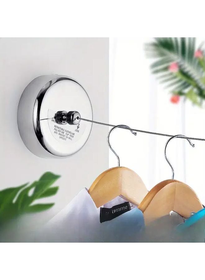 Heavy Duty Retractable Clothesline Silvery Stainless Steel No Drill Installation Indoor Outdoor - Image 3