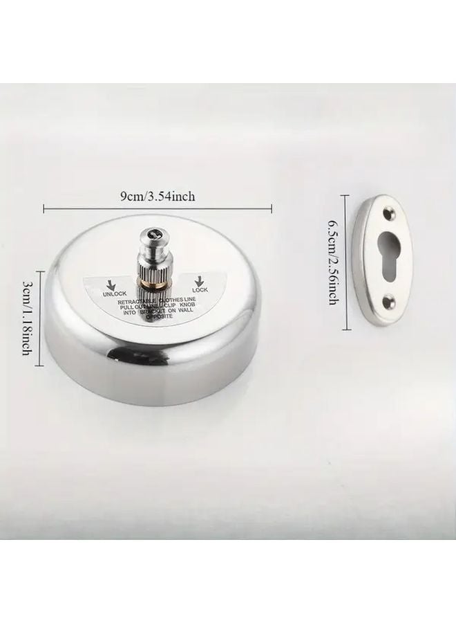 Heavy Duty Retractable Clothesline Silvery Stainless Steel No Drill Installation Indoor Outdoor - Image 5