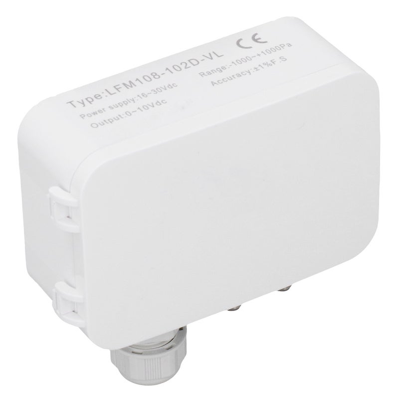 Differential Pressure Transmitter: White ABS Material, High Accuracy & Sensitivity - Stable Digital Acquisition & Temperature Compensation, Air Pressure Sensor for HVAC, VAV, Energy Management Systems - Image 2