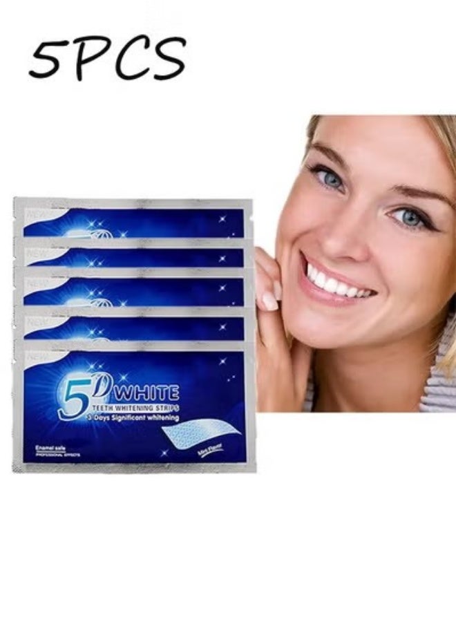 5D White Teeth Whitening Strips ,Teeth Whitening kit,eeth Cleaning Tools,Advanced Fast Effective Significant Whitening Comfortable,for Cleaning Teeth Stains Coffee Stains Dental Plaque 5PCS - Image 1