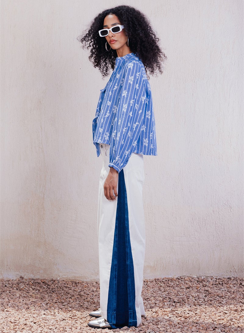 Clue Tie-Front Embroidered Blouse - Image 3