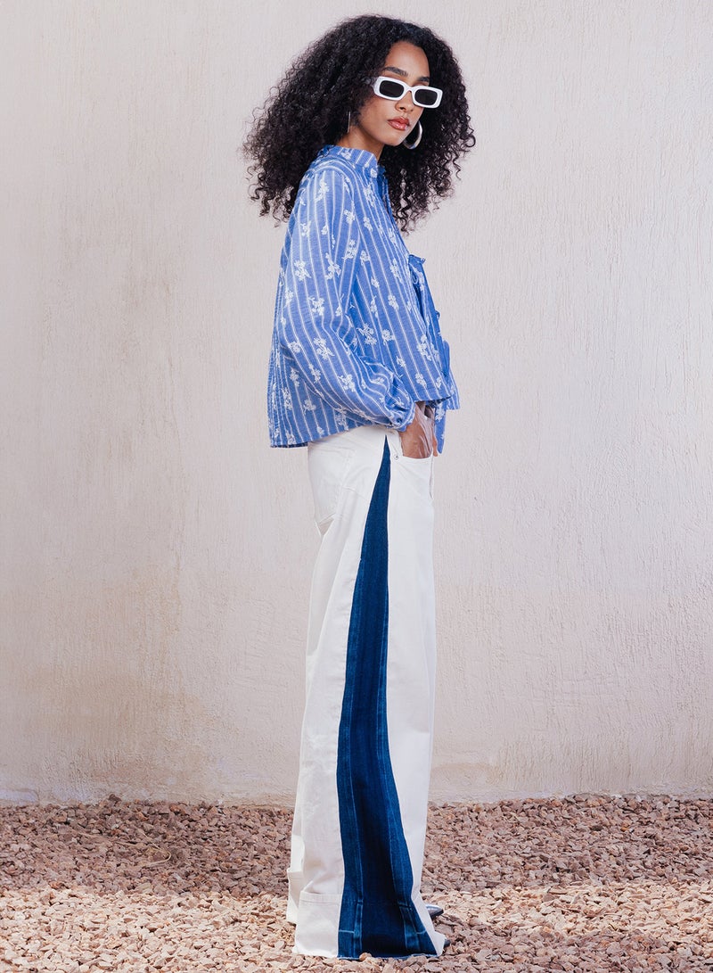 Clue Tie-Front Embroidered Blouse - Image 2