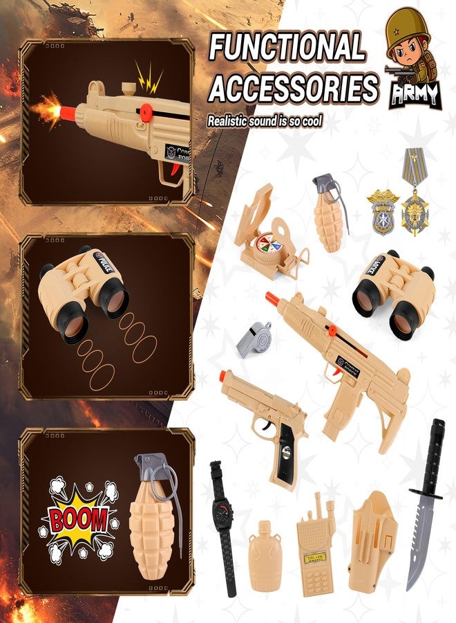 deAO Army Soldier Dress Up for Kid Military Costume Set Role Play with Helmet Accessories Solider Boy Dress up Halloween (Yellow, Medium) - Image 4