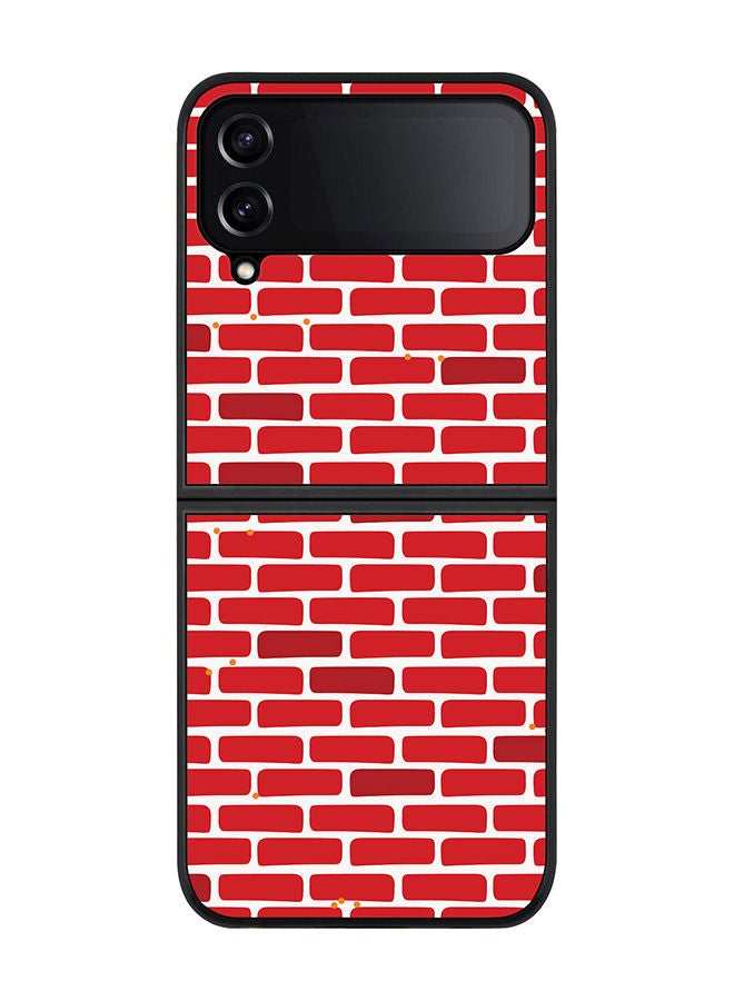Stylizedd Rugged Black edge case for Samsung Galaxy Z Flip4 Slim fit Soft Case Flexible Rubber Edges Anti Drop TPU Gel Thin Cover - Red bricks wall - Image 1