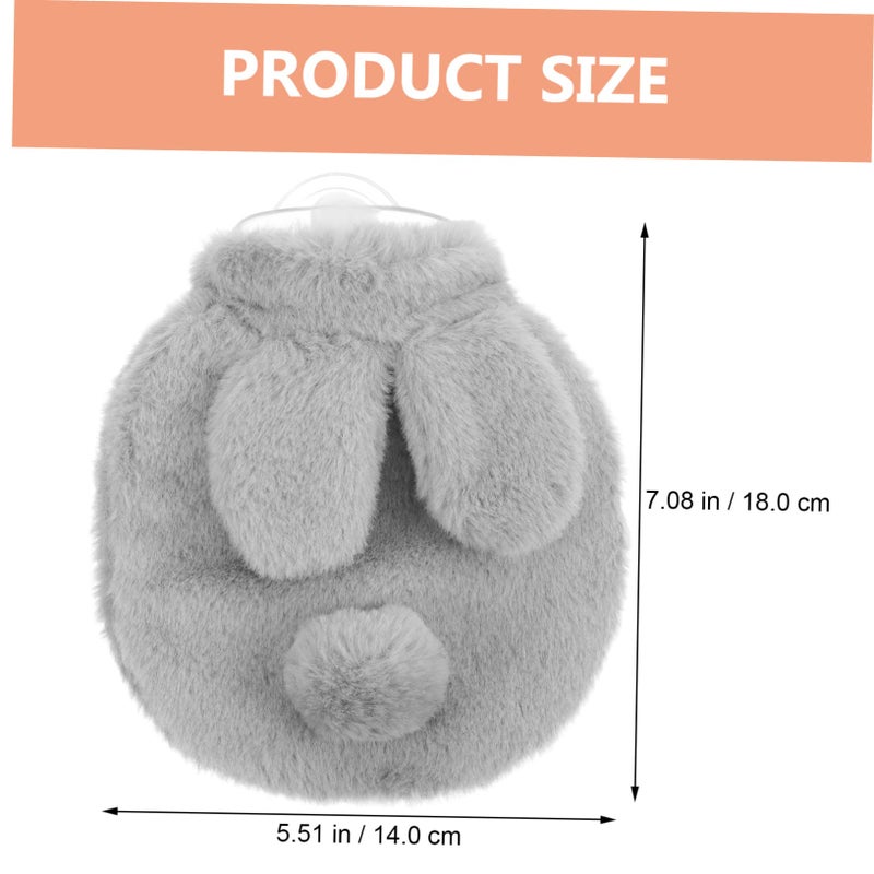 Soft Plush Gray Hot Water Bag Hand Warmer For Pain Relief Portable Outdoor Home Use - Image 5