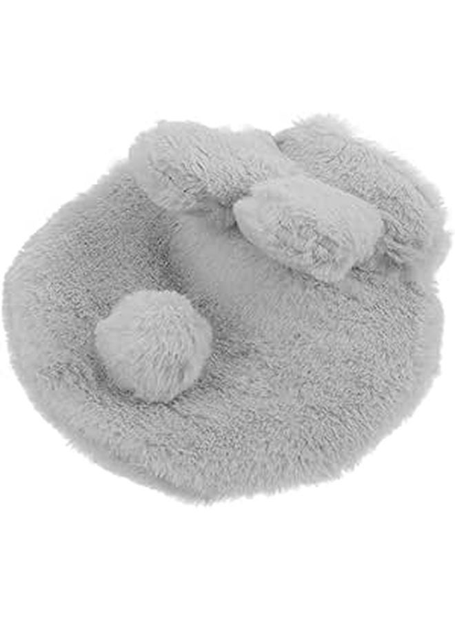Soft Plush Gray Hot Water Bag Hand Warmer For Pain Relief Portable Outdoor Home Use - Image 1