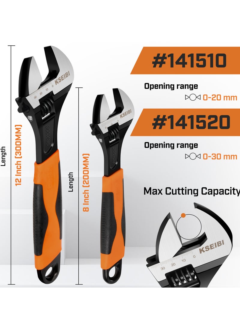 كسيبي مفتاح ربط قابل للتعديل بمقبض Progrip، تصميم تعديل من الفولاذ الكربوني، مقاييس مترية وSAE، فولاذ Cr-V بفك عريض لصيانة الآلات، المنزل، المرآب، ورشة العمل، الحرف اليدوية، الأدوات اليدوية/اللمسة النهائية السوداء.  - Image 4
