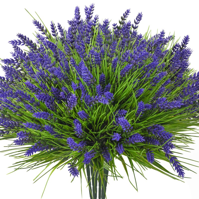 maxkes 20 Bundles Artificial Plants Outdoor, UV Resistant Fake Flowersï¼Œ Realistic Faux Lavender Shrubs for Porch Garden Window Box Home Decoration (Purple) - Image 1
