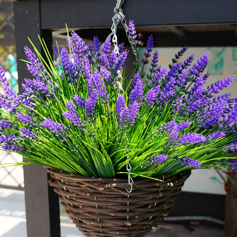 maxkes 20 Bundles Artificial Plants Outdoor, UV Resistant Fake Flowersï¼Œ Realistic Faux Lavender Shrubs for Porch Garden Window Box Home Decoration (Purple) - Image 4