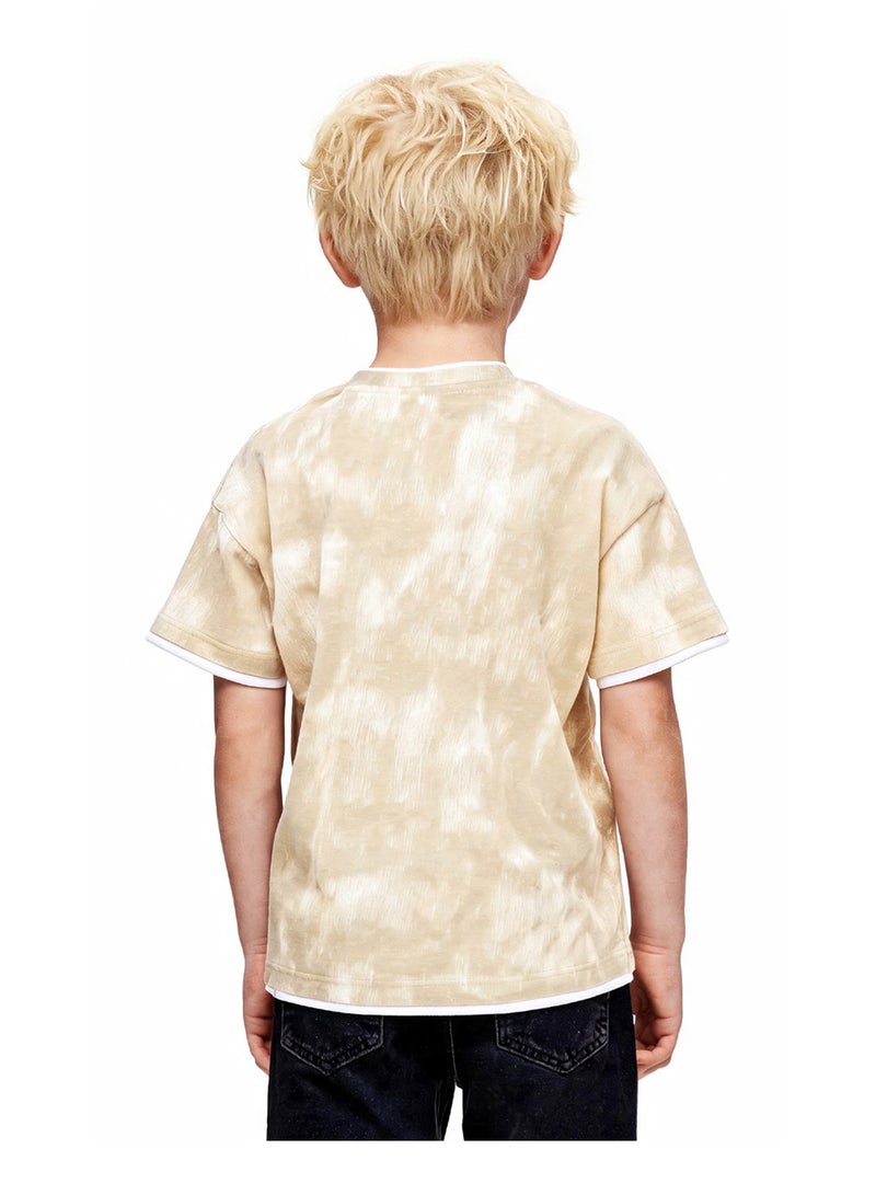 Andora Boys Tie-Dye Slip On Casual Tee - Beige - Image 3