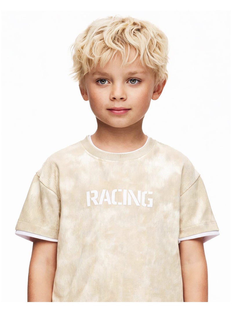 Andora Boys Tie-Dye Slip On Casual Tee - Beige - Image 2