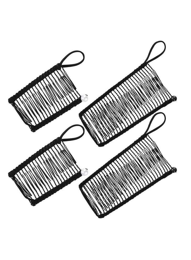 Y&D 4 Pieces Banana Hairpin Comb Elastic Clincher Grip Catch Clamp No Crease Hair Clips Double Barrette for Natural Curly Thick Wavy Ponytail Style Girl Women - Image 1