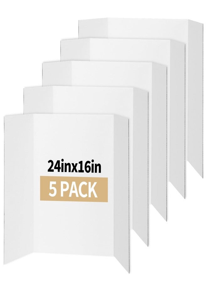CRUGLA Trifold Poster Board - 5 Pack, 24 x 16 White Corrugated Presentation Display Boards for Science Fairs, School Projects, Exhibitions, and Office Presentations - Image 1