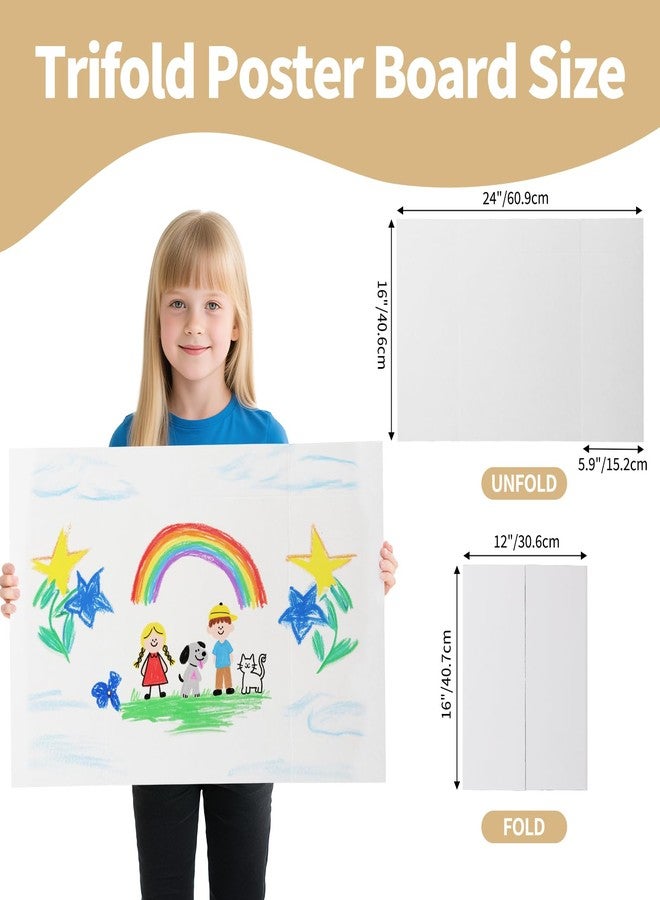CRUGLA Trifold Poster Board - 5 Pack, 24 x 16 White Corrugated Presentation Display Boards for Science Fairs, School Projects, Exhibitions, and Office Presentations - Image 2