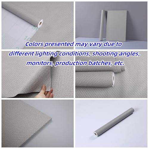 Haimin Fabric Wallpaper Textured Contact Paper (24in X 393in) Gray Grasscloth Wallpaper Peel and Stick Faux Linen Wall Paper Self-Adhesive Vinyl Looks Like Woven Straw - Image 2