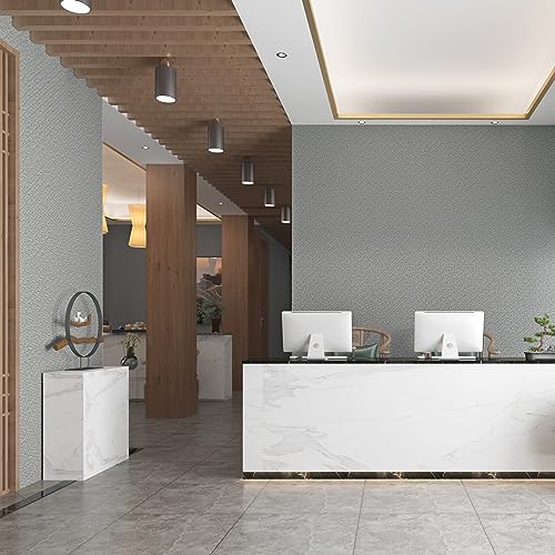 Haimin Fabric Wallpaper Textured Contact Paper (24in X 393in) Gray Grasscloth Wallpaper Peel and Stick Faux Linen Wall Paper Self-Adhesive Vinyl Looks Like Woven Straw - Image 5