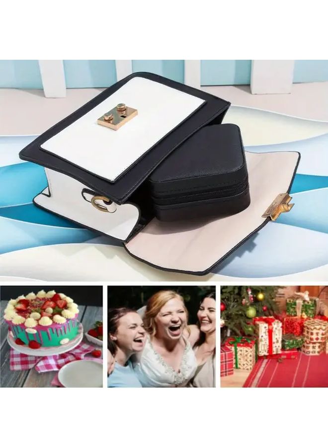 صندوق مجوهرات سفر أزرق مع مرآة للنساء والفتيات - منظم تخزين - Image 5