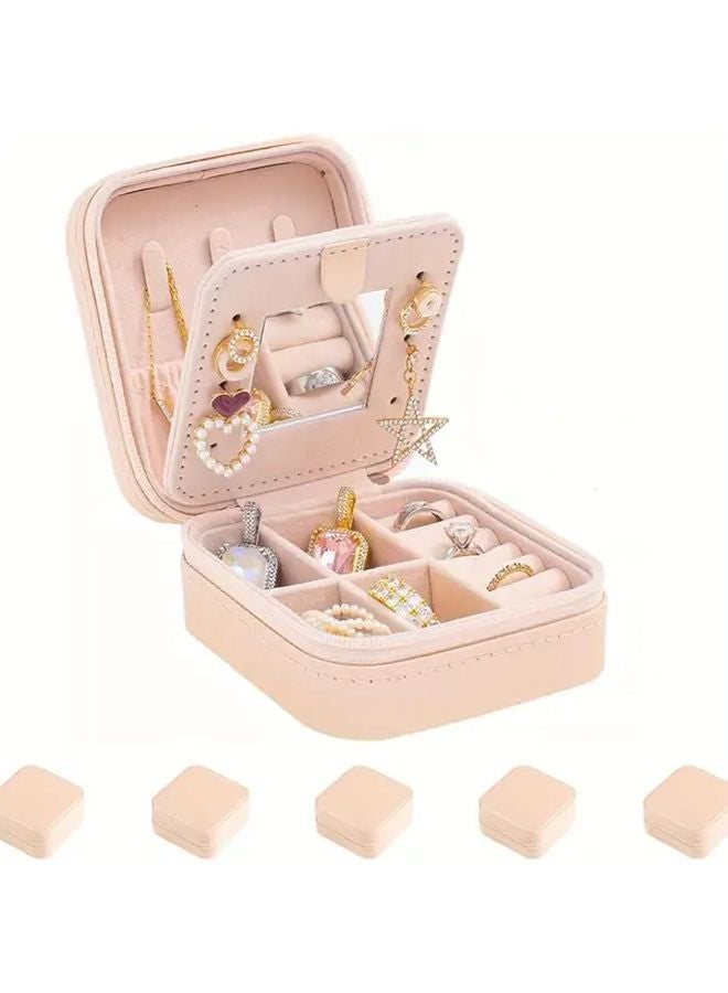 صندوق مجوهرات سفر أزرق مع مرآة للنساء والفتيات - منظم تخزين - Image 2