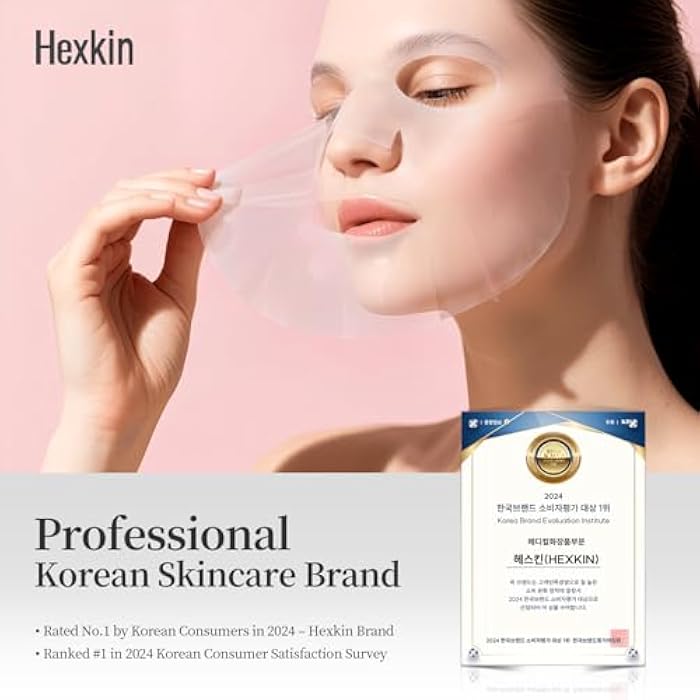 Hexkin قناع الوجه الكوري للعناية بالبشرة، قناع تقشير بلف الكولاجين - للعناية بالمرونة والترطيب، يقلل من الترهل والبهتان - كولاجين مهدرج لبشرة متألقة 2.82 أونصة. - Image 4