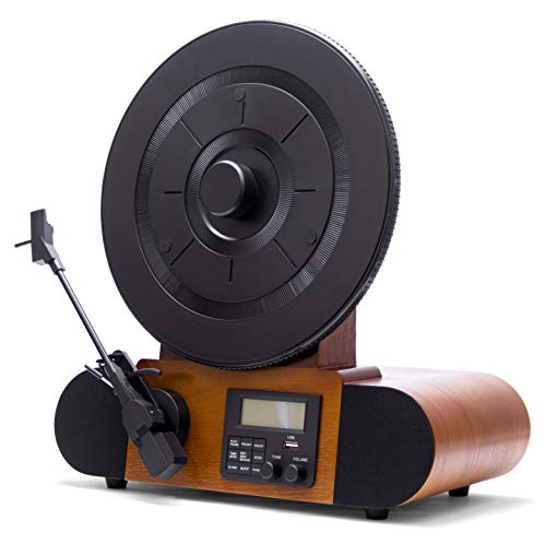 Fuse Vert Vertical Vinyl Record Player | FM Radio, Bluetooth, AUX, USB | Alarm Clock | Audio Technica Cartridge | Full Range Speakers | Vintage Mid Century Modern | Handcrafted Ashtree Wood - Image 3