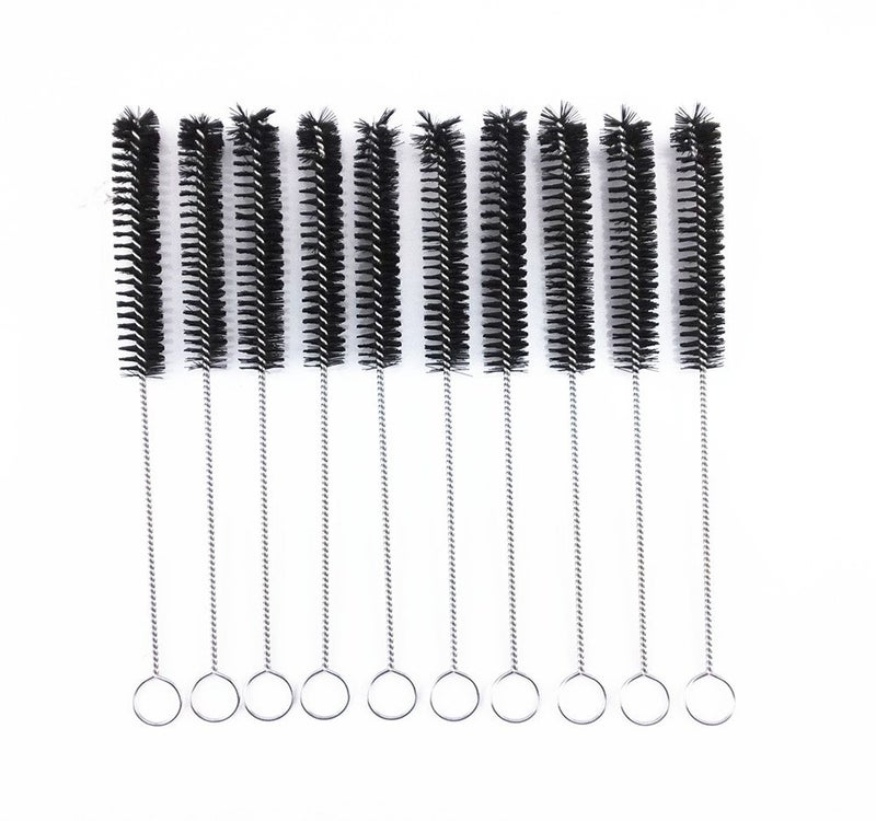 yueton?Pack of 10 Black Nylon Tube Pipe Nozzle Brush Dia 10mm with Wire Loop Handle - Image 1