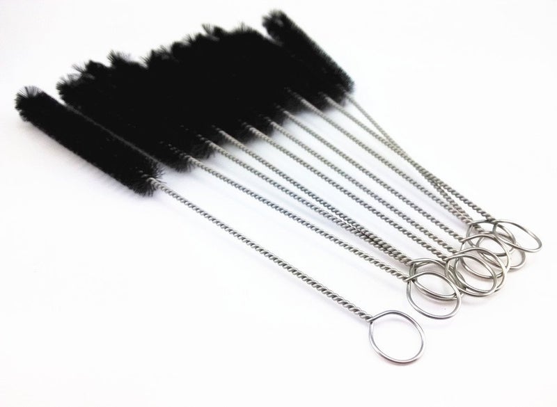 yueton?Pack of 10 Black Nylon Tube Pipe Nozzle Brush Dia 10mm with Wire Loop Handle - Image 4