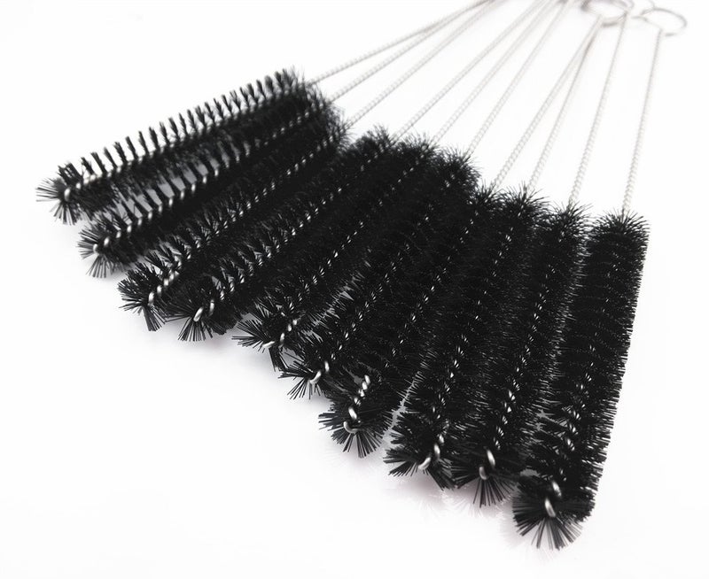 yueton?Pack of 10 Black Nylon Tube Pipe Nozzle Brush Dia 10mm with Wire Loop Handle - Image 3