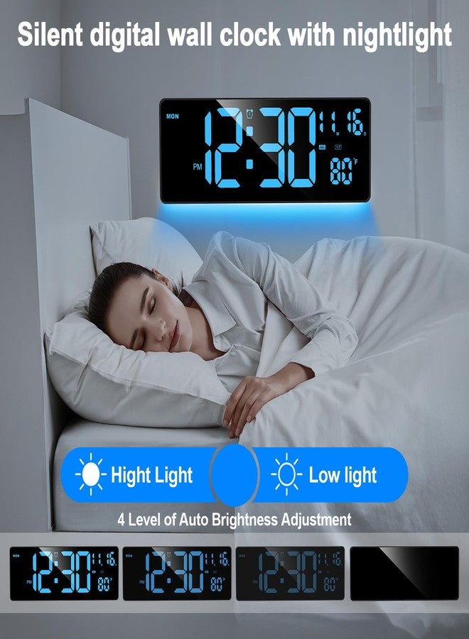 XREXS Digital Wall Clock Large Display, 16.5" LED Wall Clock with 6 Color Changes Night Lights, Auto DST, Count Up/Down Timer with Remote Control for Living Room Bedroom Office Wall Decor - Image 5