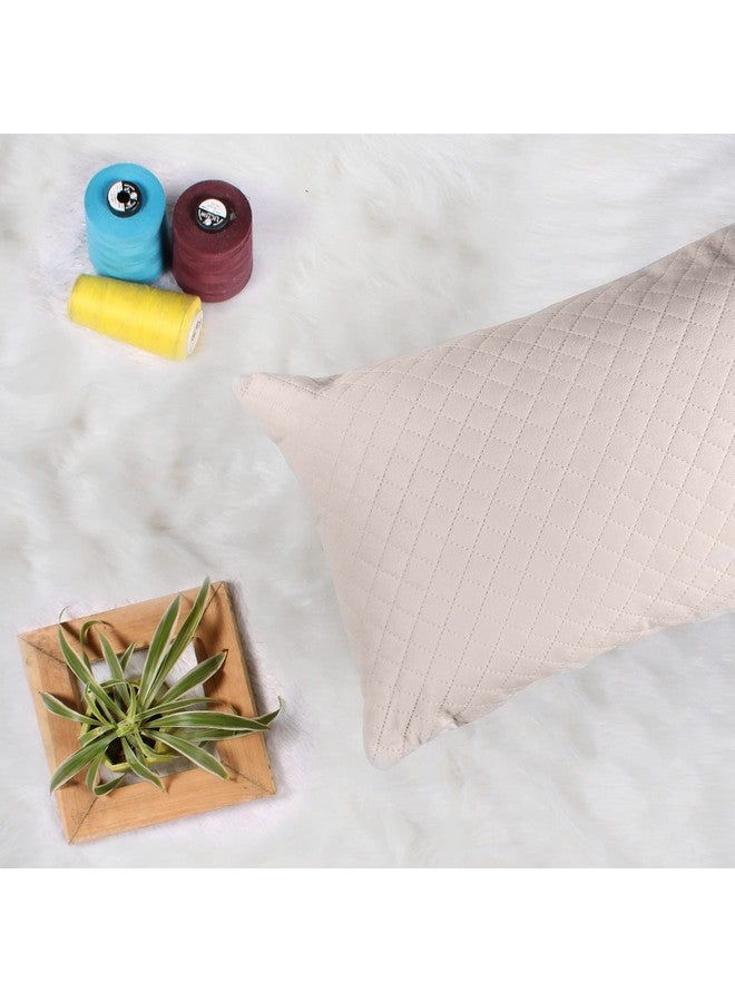 STITCHNEST مجموعة من 2 غطاء وسادة | مخمل مبطن | بيج | مظهر ناعم وعالي الجودة | 12x18 بوصة | مناسب للكنبة وديكور غرفة المعيشة - Image 3
