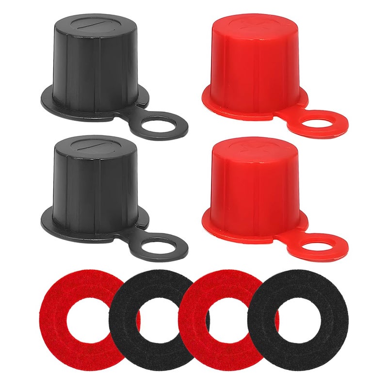 Mandark Car Battery Terminal Cover 4PCS Vehicle Battery Top Post Cap with Washers Automotive Battery Stud Terminal Insulator Protector Accessories Universal for SUV Sedan Truck BlackRed
