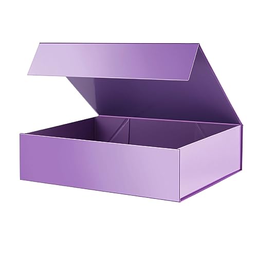 PACKHOME Large Gift Box 13.5x10x3.5 Inches, Sturdy Shirt Box with Magnetic Lid for Multiple Occasions (Glossy Purple) - Image 1