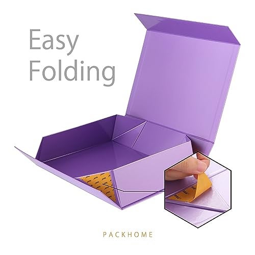 PACKHOME Large Gift Box 13.5x10x3.5 Inches, Sturdy Shirt Box with Magnetic Lid for Multiple Occasions (Glossy Purple) - Image 5