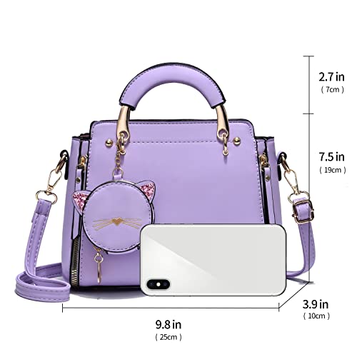 Xiaoyu Fashion Purses and Handbags for Women Ladies Crossbody Bags Top Handle Satchel Shoulder Bags Small Totes (Purple) - Image 3