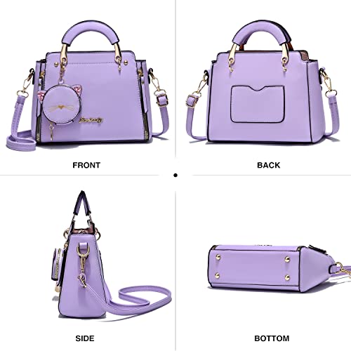 Xiaoyu Fashion Purses and Handbags for Women Ladies Crossbody Bags Top Handle Satchel Shoulder Bags Small Totes (Purple) - Image 2