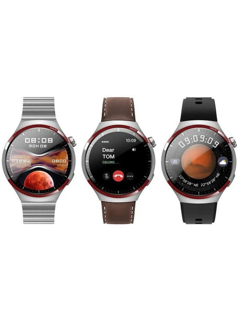 Haino Teko RW-32 Watch 4 Pro  CURVED Glass smartwatches with 3 pair straps- Silver - Image 1