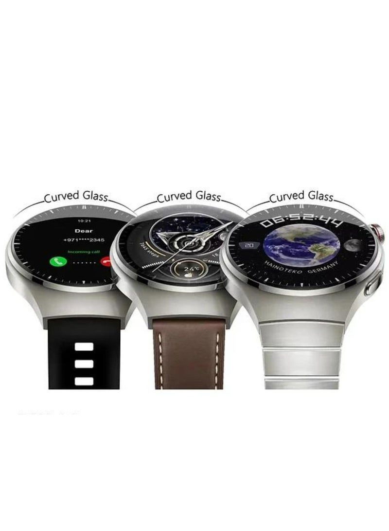 Haino Teko RW-32 Watch 4 Pro  CURVED Glass smartwatches with 3 pair straps- Silver - Image 2