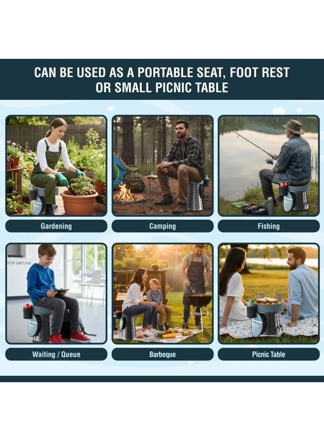 NUMANU 2026 Upgraded XXL Collapsible Stool & 3IN1 Cushioned Carry Bag, 2.7"-19.7" Height Adjustable, Max 1,000lbs Portable Retractable Telescoping Seat, Foldable Camping Stool for Adults (XXL Round) - Image 5