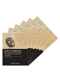 MIRABELLE COSMETICS KOREA Gold + Charcoal Dual System Facial Sheet Mask (Pack Of 6)  - Image 2