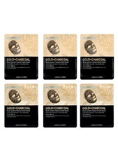 MIRABELLE COSMETICS KOREA Gold + Charcoal Dual System Facial Sheet Mask (Pack Of 6)  - Image 1