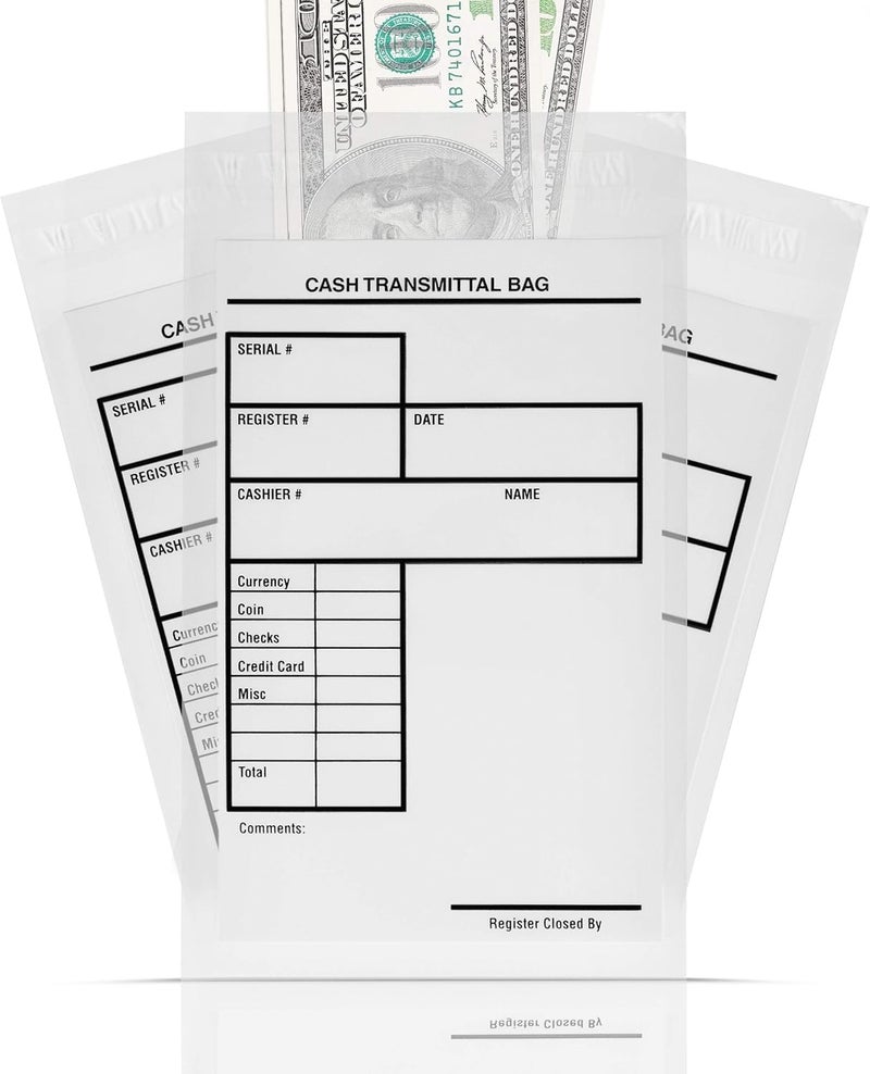 Noe & Malu VaultGuard Tamper Proof Bank Deposit Bags - Self-Adhesive Seal, Write-On Surface, 6"x9" Clear Plastic Cash Envelopes | Pack of 100 - Image 1