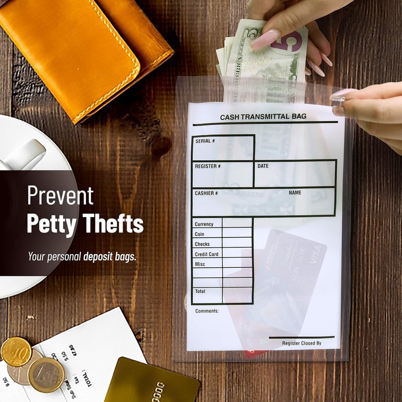Noe & Malu VaultGuard Tamper Proof Bank Deposit Bags - Self-Adhesive Seal, Write-On Surface, 6"x9" Clear Plastic Cash Envelopes | Pack of 100 - Image 5