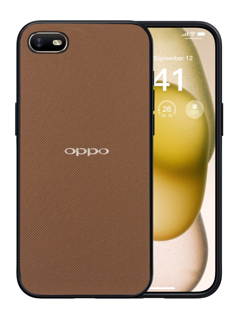 Compatible with Oppo A1k Case Dual Layer Heavy Duty Cell Phone Protective Cover Shockproof Rugged with Non-Slip Textured - Brown