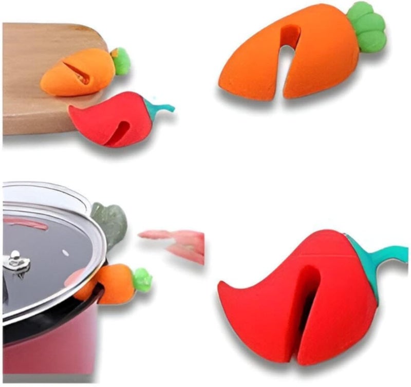 Lid Lifter - Cartoon Shaped Silicone Tool for Soup Pots, Heat Resistant Clip Keeps Lid Open to Prevent Overflow in Kitchen and Restaurant Cooking (5 piece of the color shown)